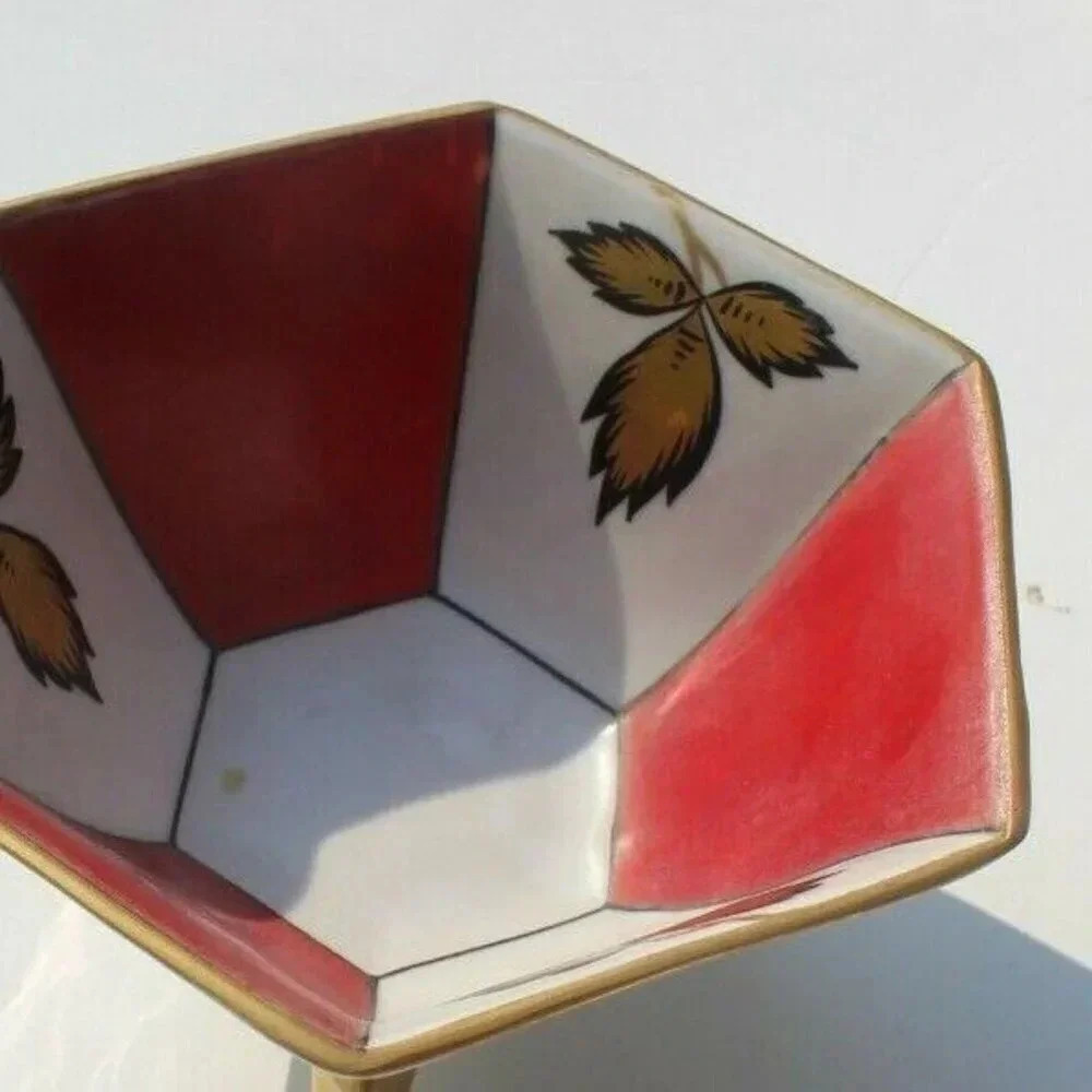 Vtg Art Deco Hollywood Mabendorf German Porcelain Footed Sugar Dish Bowl - Picture 4 of 4